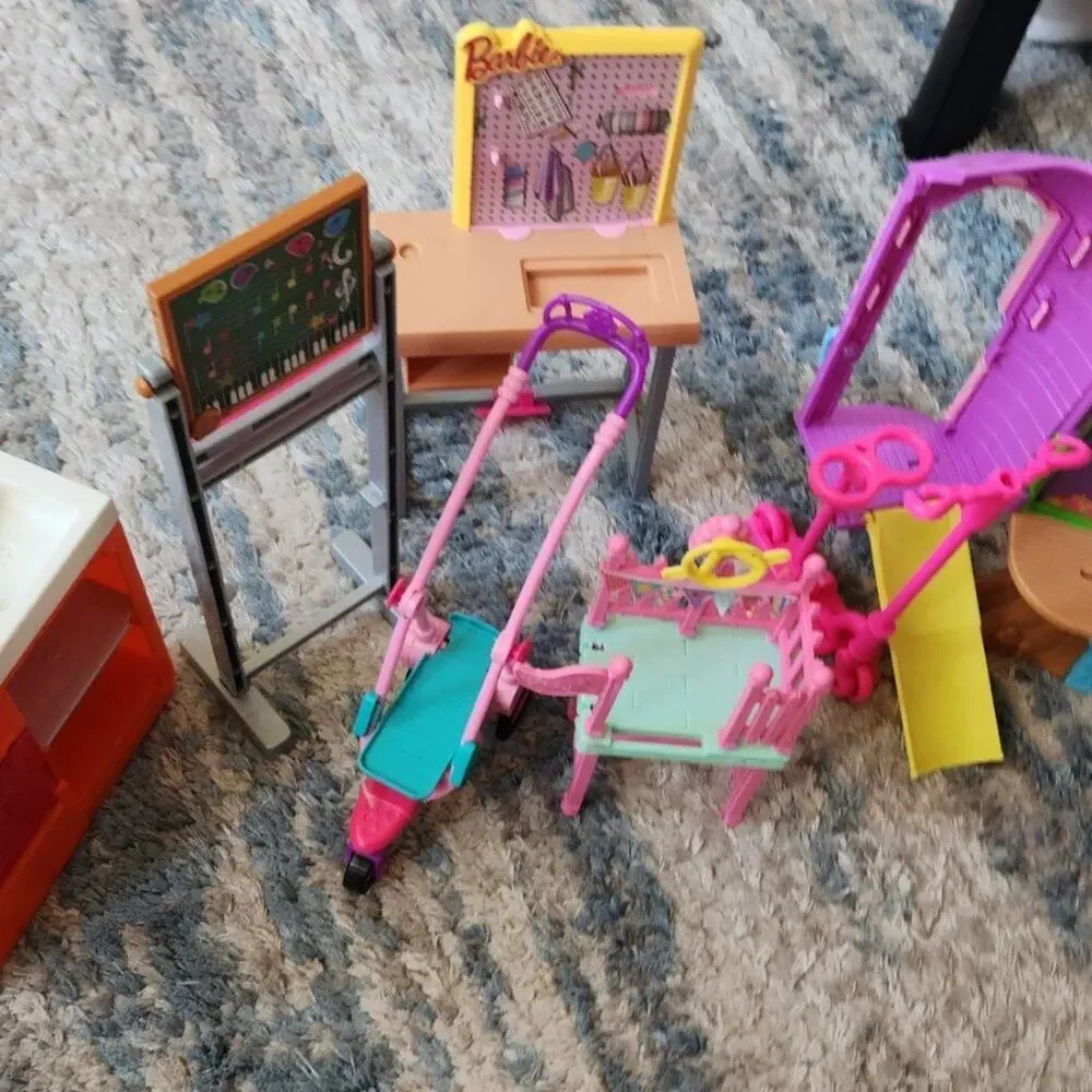 Barbie Brand 7 Piece Play Structures Lot GUC
